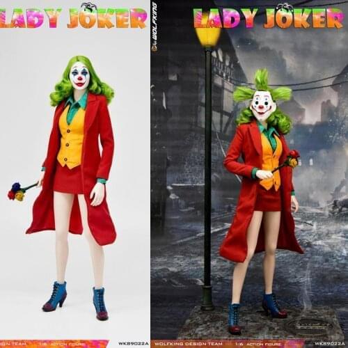 In Stock WOLFKING 1/6 Female Soldier Red Clown Female Joker WK89022 Full Set Figure For Collection