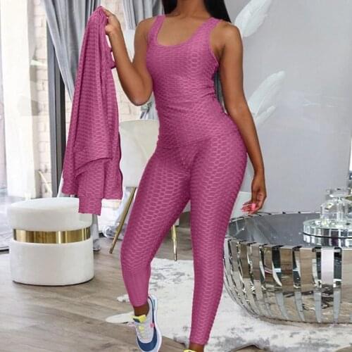 BAMBOOBOY Womens Sexy Skinny Gym Sportswear Jumpsuit Jacket Two Piece Set ZL1422