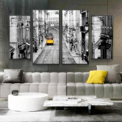 Vintage Industrial Street Bus Black And White Picture Modern Canvas Poster And Print Wall Pictures For Living Room Unframed