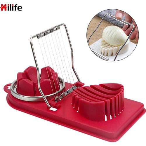 Egg Cutter Split Device Egg Slicer Food Divider Slicing Wire Stainless Steel Gadgets 2 in 1 Kitchen Tools