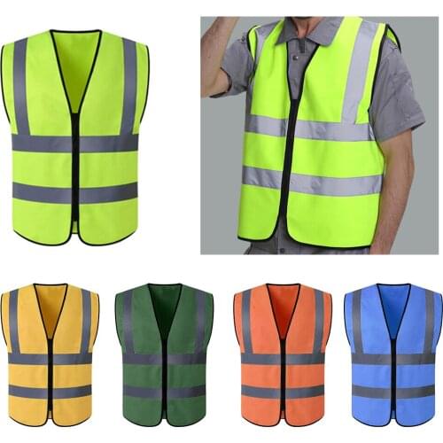 High Visibility Zipper Front Safety Vest With Reflective Strips, Premium, 5 Colors Optional