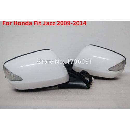 CAPQX 2PCS Auto folding rear view mirror 76208-TJ0-M01 for HONDA FIT JAZZ 2009 2010 - 2014 mirror with LED turn signal 7 Pin