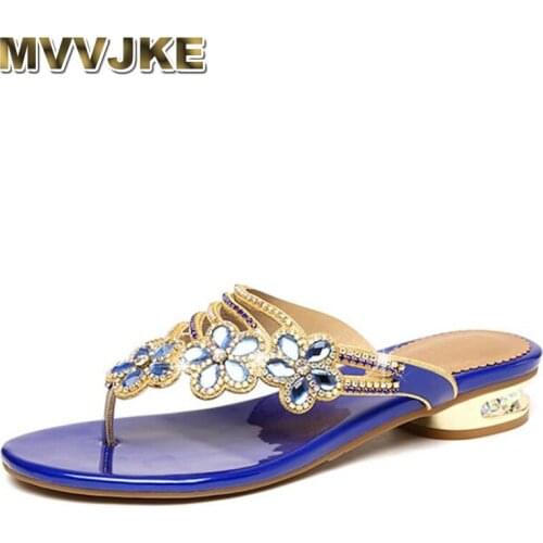 MVVJKEDesigner Sandals Women 2021 Flat Summer Flip-Flops Beach Diamond Fashion Luxury Sexy Open-Toed With Shorter Slippers Black