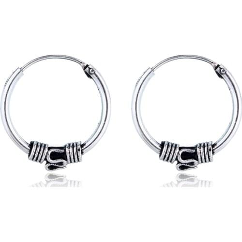 Gypsy Hippie Tribal Circle Hoop Earrings Handmade Boho Ethnic Vintage Metal Color Endless Small Earring For Women Jewelry