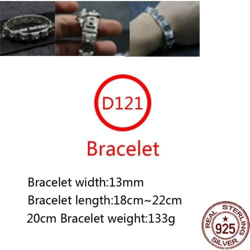 D121 S925 Sterling Silver Bracelet Personality Cross Flower Letter Street Dance Jewelry Re-enacted Gothic Punk Jewelry Gifts hot