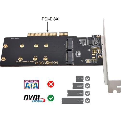 Zihan Dual 2X NVME M.2 AHCI to PCIE Express 3.0 Gen3 X8 X16 Raid Card VROC Raid0 Hyper Adapter