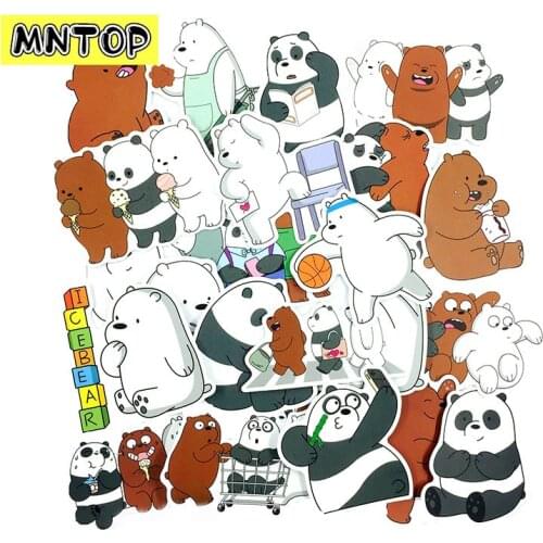 10/36pcs/lot Cartoon Cute Little Black And White Bear Stickers For Manual Album Motorcycle Laptop Skateboard Mobile Phone Guitar