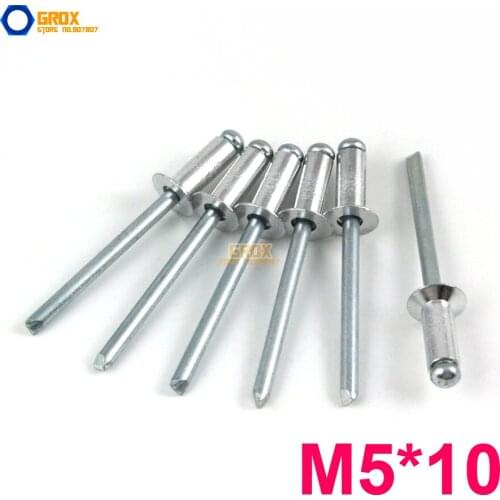 100 Pieces M5*10 Aluminum Countersunk Blind Rivet Pop Rivet Open End
