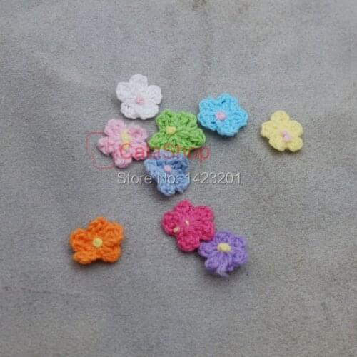 100 pcs /Lot 5/8" 15mm Crochet Flower Applique trim Spring sewing craft Mixed Color