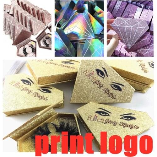 3D Mink lash Boxes Packaging Wholesale Diamond Shape Cases 25Mm Lashes Makeup False Eyelashes Set Lashes Box Case Bulk Packaging