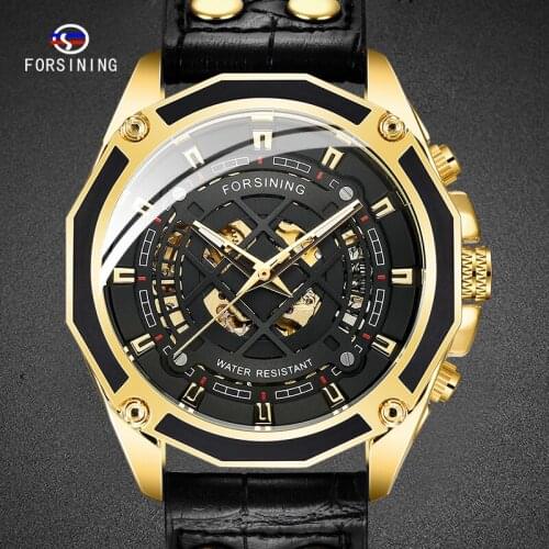 Automatic Mechanical Men Wristwatch Military Sport Skeleton Male Clock Top Brand Luxury Genuine Leather Man Watch