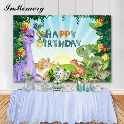 InMemory Jurassic Park Background Child Birthday Party Banner Cartoon Dinosaur Theme Photography Backdrops Photo Booth Props