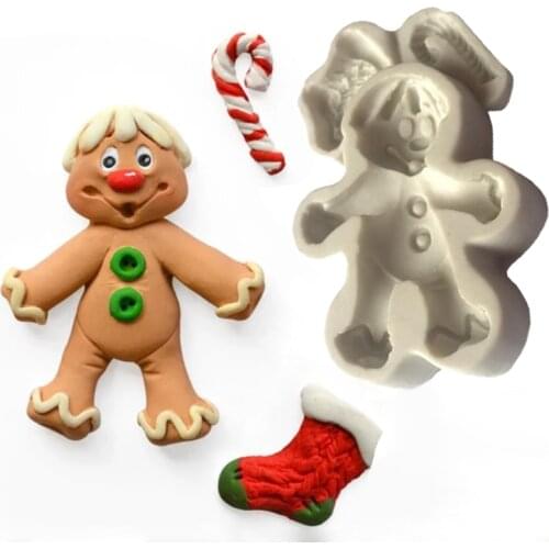 Gingerbread Man Sugar Mould Fondant Cakes Decorating Tool Silicone Mold Sugarcrafts Chocolate Baking Tool For Cake Gumpaste Form