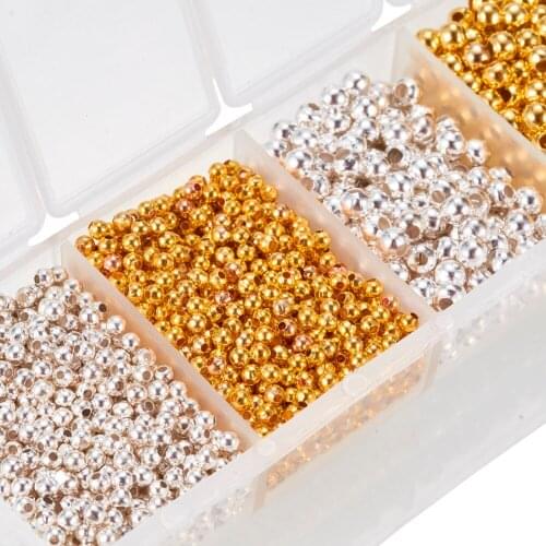 Jewelry Findings 1Box Iron Round Spacer Beads Mixed Color 2~5mm, Hole: 1~1.5mm