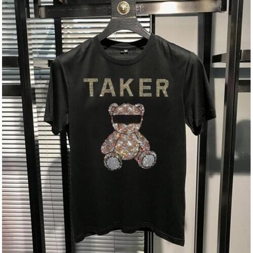 Diamond stone style 100%Cotton T-shirt Round Neck and Short Sleeve big size 5XL Brand Summer-Style male high quality