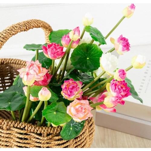 Artificial Flowers No Withering Decorative Full of Vitality Lotus Faux Silk Artificial Flowers for Garden Decor Bonsai Gift