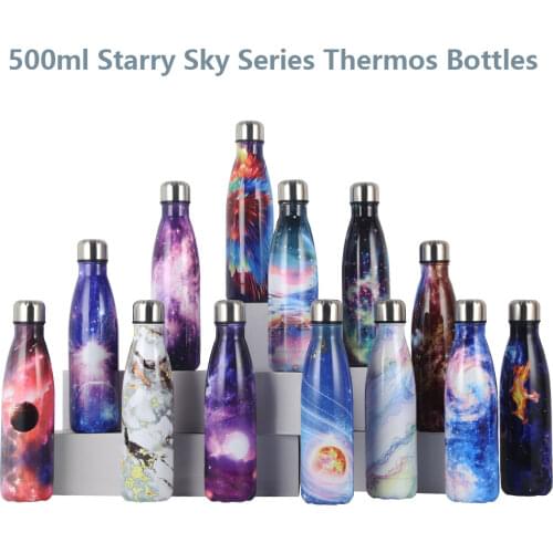 500ml Insulated Vacuum Flask Stainless Steel Thermos Tumbler Mug Sport Water Bottle For Girls Starry Sky Travel Coffee Mug Cup