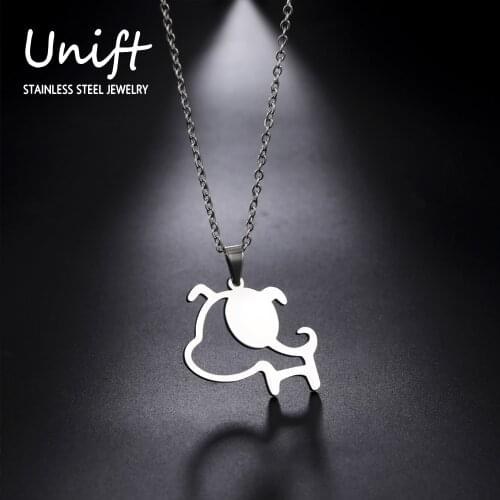 Unift Exquisite Puppy Dog Necklace for Pet Lovers Stainless Steel Animal Shaped Charm Lovely Jewelry Girl Womens Accessories