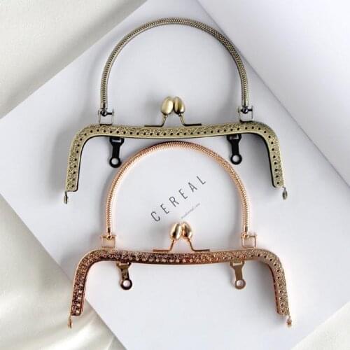 K051 16.5CM Concave waist handle purse frame antique brass golden Double shackle DIY Kiss lock bag Coin Purse accessories
