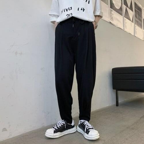 Summer dark ins Korean versatile mens loose vertical casual pants youth fashion mens Harlan Leggings