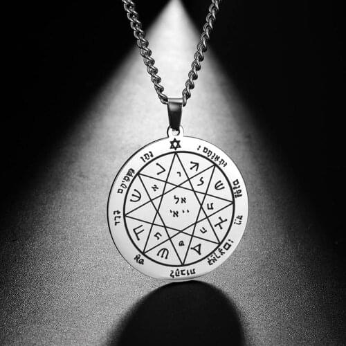 LIKGREAT Pentagram Seal of Solomon Pendant Necklace for Men Women Amulet Talisman Stainless Steel Star of David Necklace Jewelry