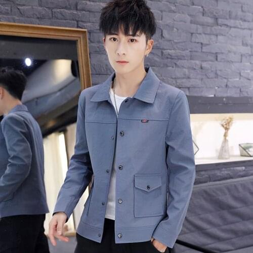 Jacket mens spring 2021 new Korean gown personality spring and autumn clothes handsome short jacket all-match tooling jacket