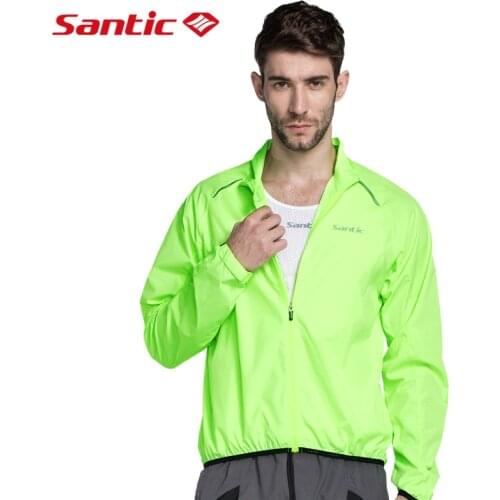 Santic Men Windproof Cycling Jacket Sun-protective UPF30+ Cycling Skin Coat Lightweight Mtb Road Bike Cycling Downhill Jersey