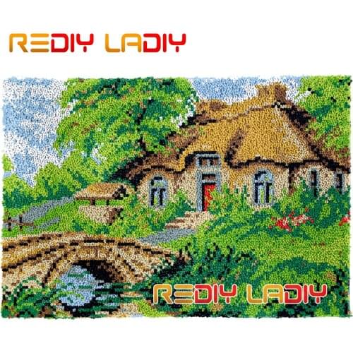 Latch Hook Rug Kits Idyllic Home Plush Wall Hanging DIY Carpet Rug Chunky Yarn Arts Cushion Crocheted Floor Mat Hobby & Crafts