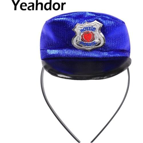 Police Hat Police Cosplay Costume Accessories Halloween Cop Mini Cop Stage Show Cap Head Hoop for Party Performance Masquerade