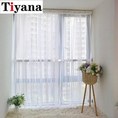 Modern Sheer Curtains for Living Room Bedroom Solid White Tulle With Tape Voile Kitchen Window Drapes Wedding Decorations