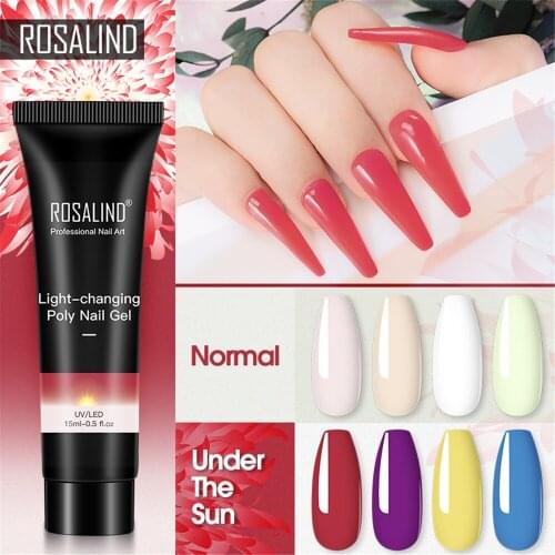ROSALIND 15ml Light-Changing Nail Extension Gel Polish Builder Extension UV Gel With False Nail Semi Permanent Manicure Nail Art