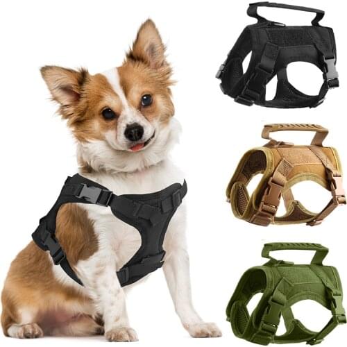 Tactical Pet Vest Small Dog Cat Harness Military Hunting Shooting Army Training Adjustable Molle Animal Vest with Rubble Handle