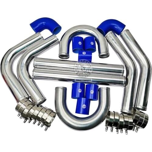 2.0 2.25 2.5 2.75 3.0" INCH 51 57 63 70 76mm UNIVERSAL 2MM THICKNESS ALUMINUM INTERCOOLER TURBO PIPE PIPING KIT