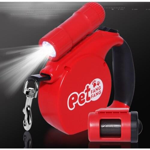 Extendable Retractable Pet Tow Rope LED Flashlight and Garbage Bag Automatic Retractable Rope for Small and Medium-Sized Dog