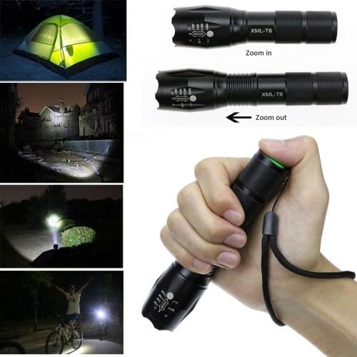 XML-T6 LED 5 Modes Adjustable Flashlight 3800LM Waterproof Tatical Flashlight Black LED Flashlight For Night Riding Camping