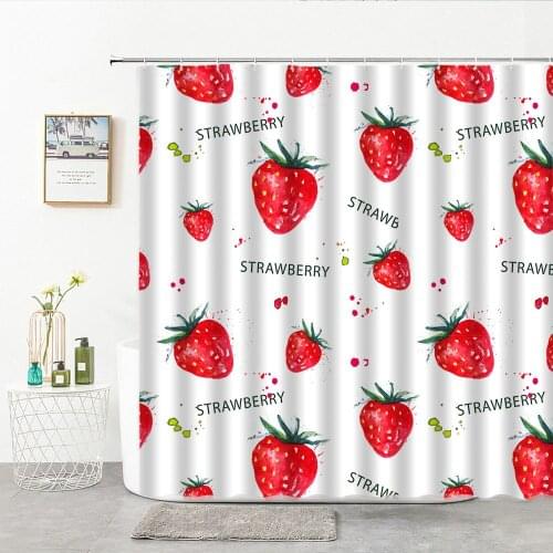 Shower Curtain Bathroom Waterproof Curtain Modern Fresh Fruit Strawberry Print Polyester Fabric Artistic Decor Bath Curtains