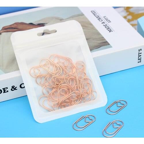 Love Heart Paper Clip Metal Shaped Paperclip Rose Gold Stationery Rosegold Metal Clips Rose Gold Papelaria Rose Gold Paper Clips