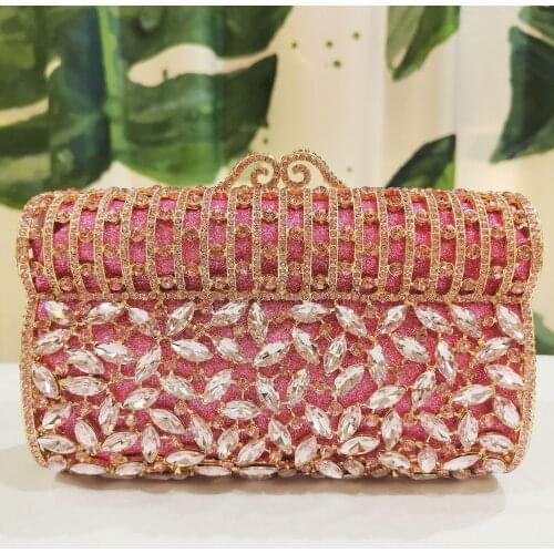 XIYUAN Ladies Crystal diamond Evening Clutch Bag Rhinestones Bridal Wedding Clutches Purse Women Party Flower Dinner Handbags