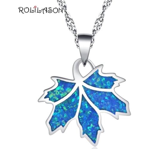 Pure 925 Sterling Silver Necklace Pendants Created Blue Fire Opal For Women Party Jewelry gift SP21