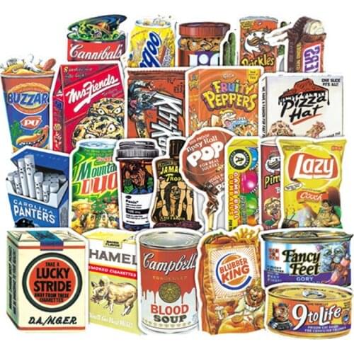 10/30/50 PCS Spoof Packaging Goods Waterproof Tide Brand Travel Luggage Computer Luggage Stickers Decorative Toys Wholesale