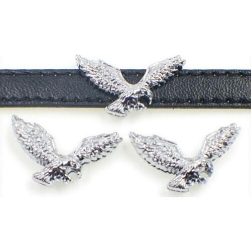10pcs/lot Eagle Internal Dia 8mm Slide Charm DIY Accessories Fit 8mm Wide Belt Pet Collar