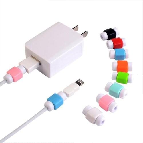 100pcs/lot Cute Cable earphones Protector For iPhone USB Colorful Data Charger Earphone Cable Cover protetor de cabo
