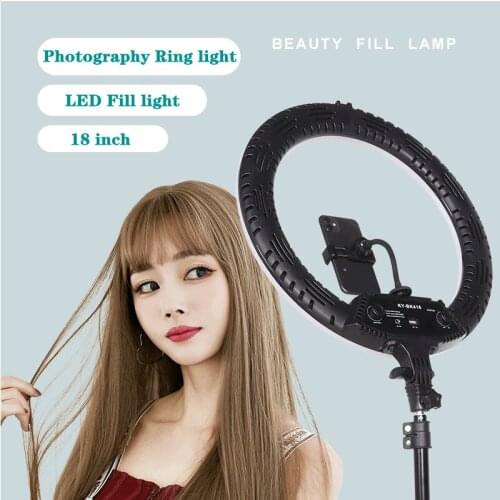 18" LED Selfie Ring Light Circle Fill Light Dimmable Round Lamp Tripod Trepied Makeup Photography RingLight Phone Stand Holder