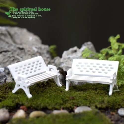 2pcs Figurines Doll House Miniature Bench Succulent Bonsai DIY Craft Mini Garden Decoration Chairs Park Chair