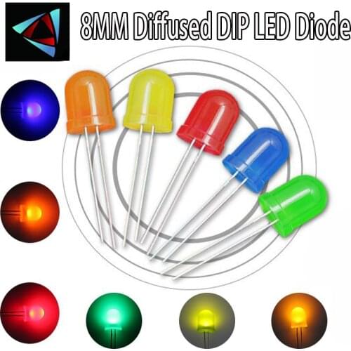 20pcs White Red Green Blue Yellow colors 8mm 20mA Diffused Light-Emitting Diode LED 3V Lamp Assorted Kit Set