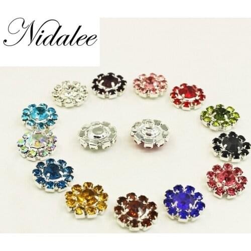 Nidalee 12mm Round Shank Rhinestone Embellishments Diy Shoe Decoration Buttons For Handmade Metal Buckles Clothing 10pcs