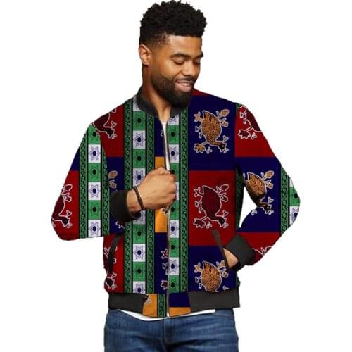 African Jackets Men Nigerian Fashion Dashiki Print Short Coats Casual Bomber Jacket African Clothing Customized