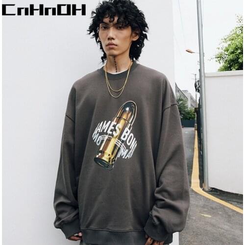 CnHnOH New Arrival Long Sleeve Winter New Oversize Plus Velvet Stereo Bullet Loose Shoulder Round Neck Men Hoodies 9566