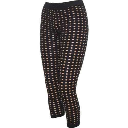 Women Viskozlu Perforated Flexible Leggings Black Short Long Leggings Hole Sexy Female Model Romantic Night Day Worn Transparan Model