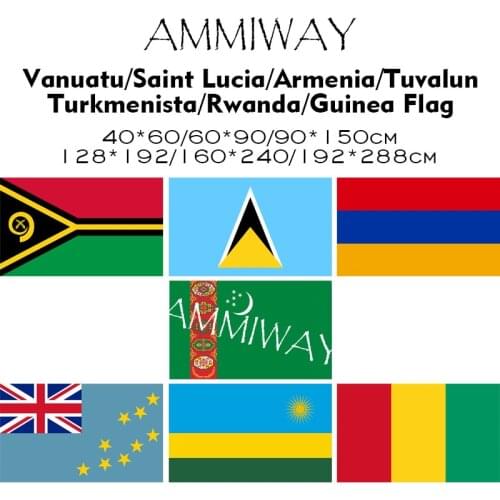 AMMIWAY Any Size Vanuatu Saint Lucia Armenia Tuvalun Turkmenista Rwanda Guinea Single Double National Printed Flags and Banner